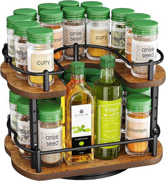 Spice Organization for Cabinet, Lazy Susan Spice Rack, 10 in, Black | Height Adjustable, Rotating Spice Organizer for Countertop, Fits Cabinets Wide＞ 11 in, Height ＞10.5 in