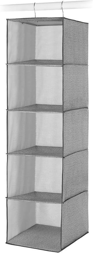 Whitmor Hanging Accessory Shelves 5 Open Sweater Shelves Crosshatch Gray