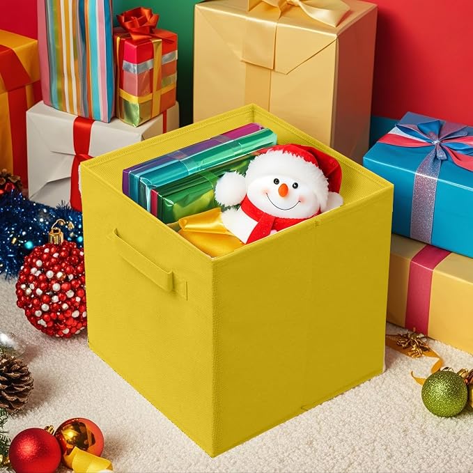 ShellKingdom Storage Bins, Foldable Fabric Storage Cube And Cloth Organizer | Storage Drawer For Closet And Toys, 13 X 13 X 13 INCH, 6 Pack (Yellow)