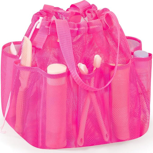 famichan Mesh Portable Shower Caddy with Drawstring, Girls Dorm Room Essentials