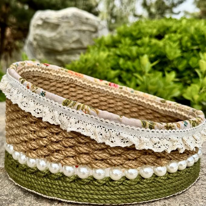 Zenpeace Hand-Woven Basket, It Can be Used for Cosmetics Storage, Perfume Storage, Lotion Storage, Cosmetics Organization and Multi-scene Decoration