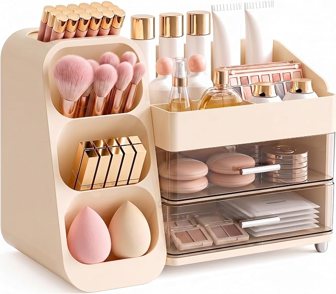 Large Makeup Organizer Countertop Skincare Organizers, Spacious Cosmetic Display Case for Vanity Organizers Storage, Waterproof Make Up Organizer for Bathroom, Birthday Gifts for Women, Cream