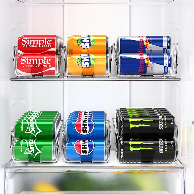 Simple Houseware 4-Pack Assorted Can Organizer for Refrigerator/Pantry | Clear, Set of 4