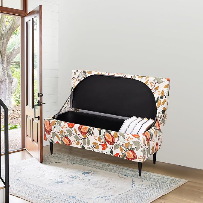 FUANGUI Ottoman Cover Slipcovers Rectangular Folding Stretch | Storage Bench Footrest Sofa Stool Covers Footstool Protector with Elastic Bottom, Removable Washable,Large