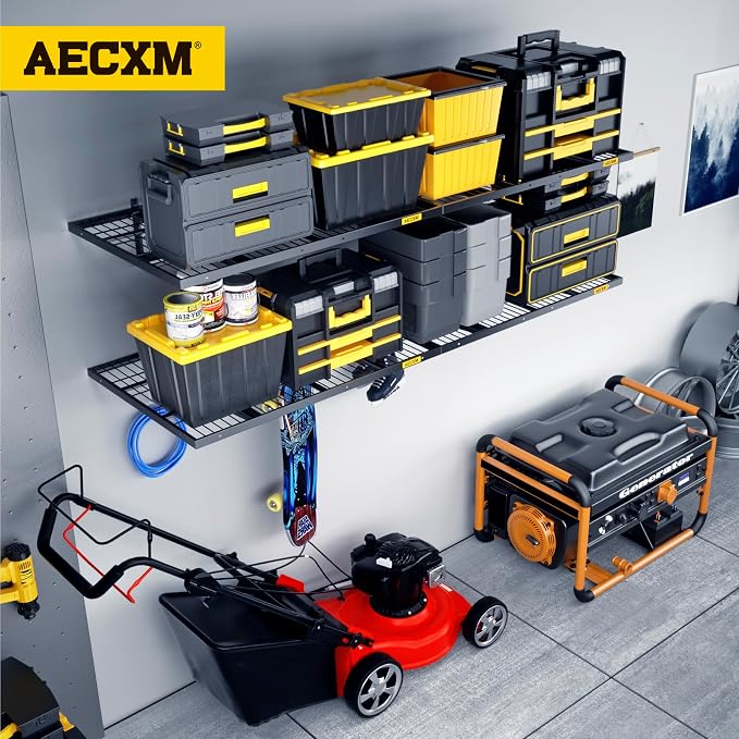 Aecxm 1.64x4ft 4Pack Wire Shelving Unit Heavy Duty Garage Storage Shelves Wall Mounted Black 1120lbs Load Capacity（20-inch-by-48-inch）