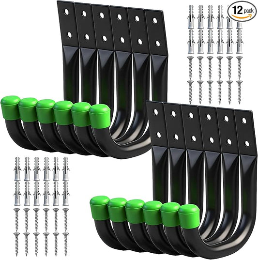 SWANLAKE Heavy Duty Garage Storage Utility Hooks, Utility Hooks for Garage Wall,Color Black (12PCS)