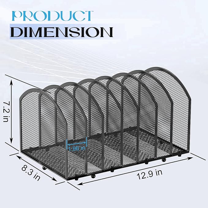 Gawerk 7-Section Desk File Organizer, Mesh Desktop File Sorter for Office