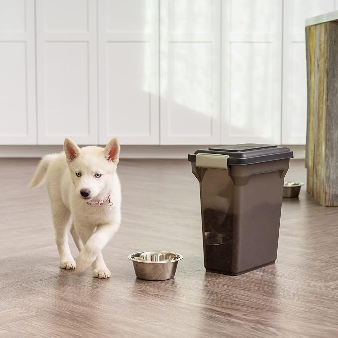 IRIS USA Dog Food Storage Container, Up to 13 lbs, Smoke, Made in USA | BPA-Free, Airtight Seal, Best for Cat Food, Bird Seed, Chicken Feed, Pet Toys, Treats, Pellets