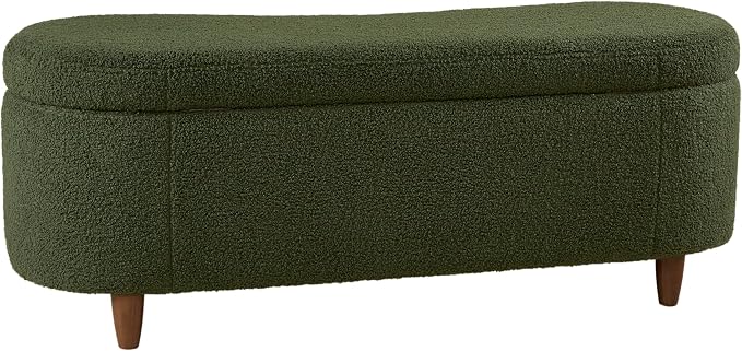 Bailey Boucle-Style Curved Storage Accent Bench
