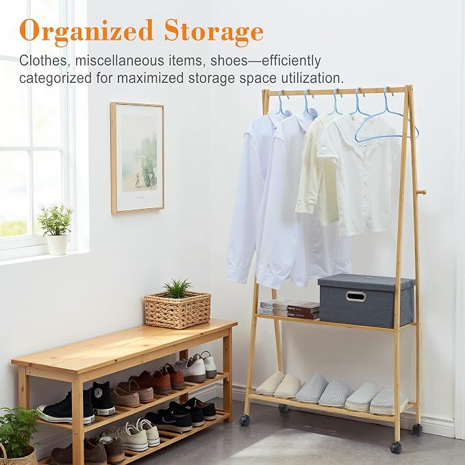 VECELO Coat Rack Freestanding, Entryway Hanger Stand, Umbrella Holder, Hall Tree With Hooks, Floor Standing Tree Stand,Oak