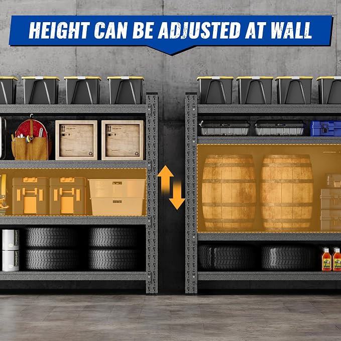 BYNSOE 77" W Storage Shelves 9000lbs Garage Metal Shelving Heavy Duty Garage Shelves Adjustable Storage Shelves for Industrial, Factory,(77" W X 24" D X 70" H)