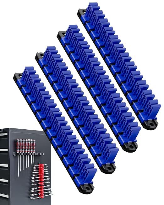 DEHOYI Magnetic Screwdriver Organizer and Wrench Organizer for Workshop, Garage | Heavy-Duty Tool Organizer for 48 pcs Tools & Space-Saving Tool Holder | Gift for Father and Boyfriend (4 pcs)