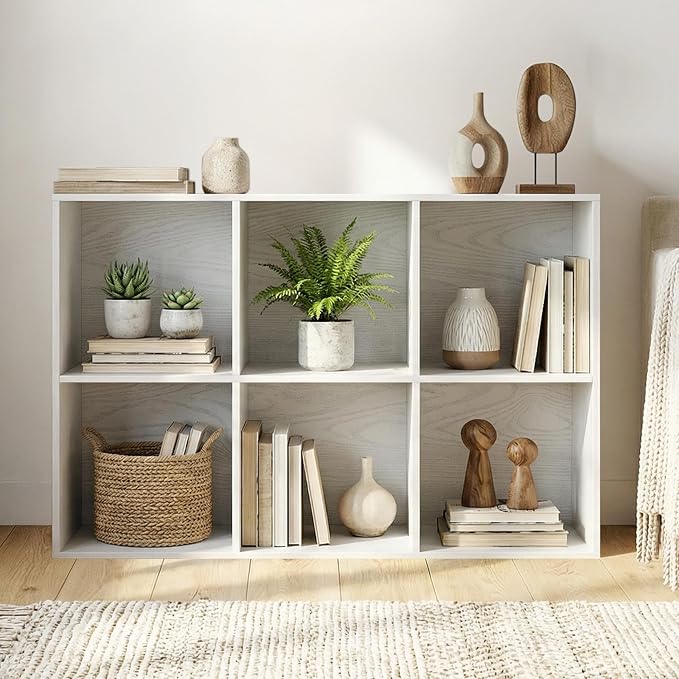 5 Cube Storage Organizer, Wooden Cube Shelves with Closed Back Panel, Reversible Bookcase, Cubes Closet Organizer for Home, Living Room, Kids Room, Office, Bedroom, Study, Hallway
