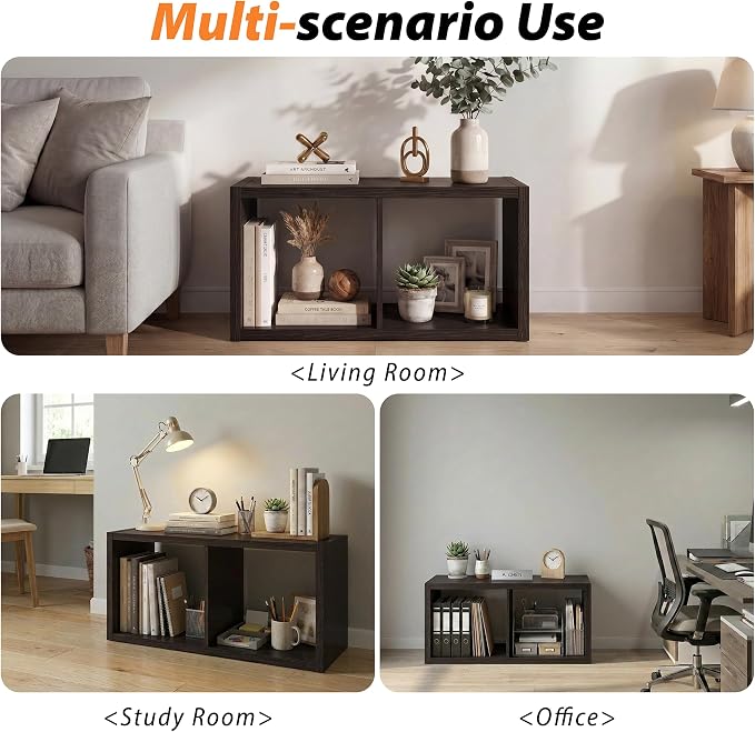 WannabeMyself【2026 Wooden Thick Frame】 2 Cube Storage Organizer with Anti-Tipping Kits, Reversible Open Back Book Shelf,Bookcase for Living Room,Bedroom,Entrance Hall,Office,11.6×24.7×13.1,Chocolate
