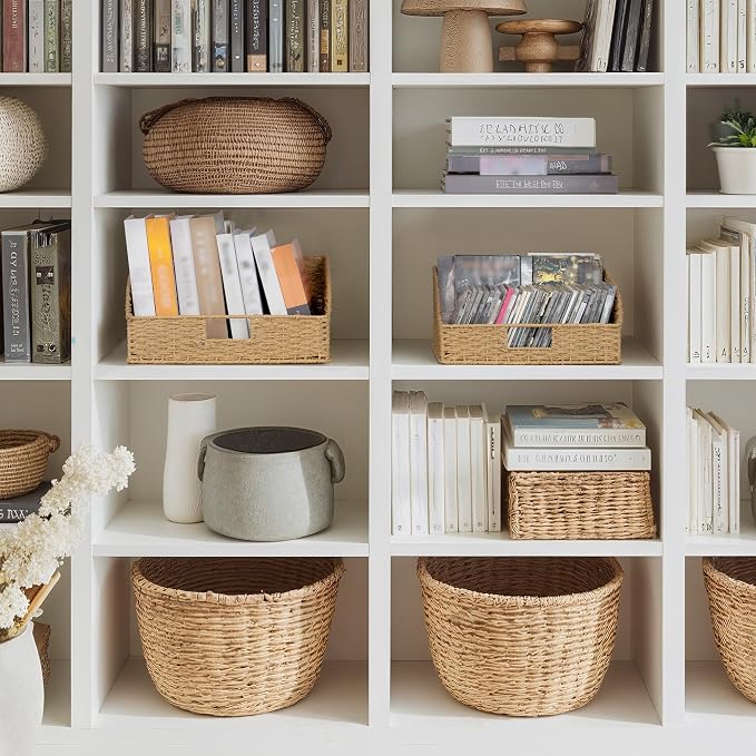 StorageWorks Pantry Baskets for Organizing,Wicker Basket for Storage,2-Pack | Paper Rope Wicker Storage Baskets for Shelves with Handles,Pantry Organizers and Storage,Shelf Baskets for Organizing