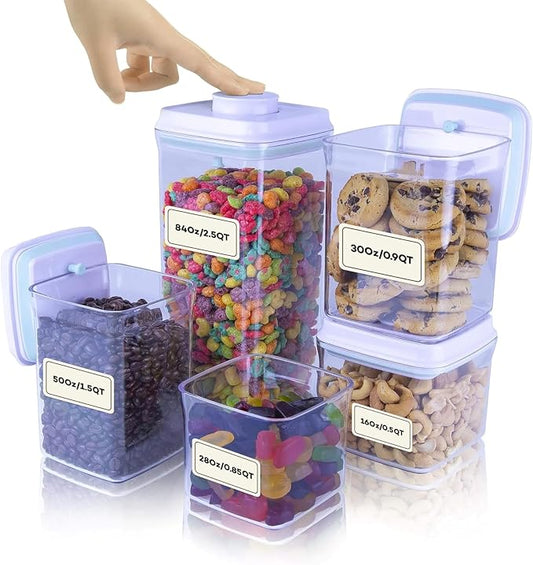 Bop Top Airtight Food Storage Containers with Lid Multi Pack | Kitchen Canister Sets | Air Tight Pantry Container | Pop Top Dry Food Storage Containers for Snacks, Sugar, Flour, Baking, Cereal, Pasta