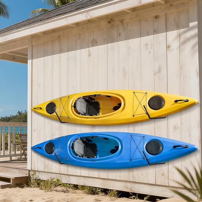 RedCall Kayak Storage Rack,Heavy Duty Kayak Wall Mount Hooks for Garage Utility Storage Hangers, 100LB Garage Hooks for Canoes, Snowboard, Surfboard, Skiis, Paddle Boards, Ladders, Bikes