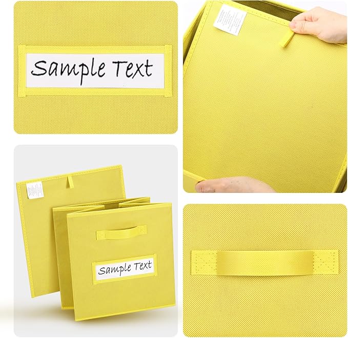 Fabric storage cubes (8 Pack) 11 Inch Cube Storage Bin, cube organizer bins with 8 Labels Window Cards & a Pen, Foldable cube organizer bins and Storage Box, Dark Yellow