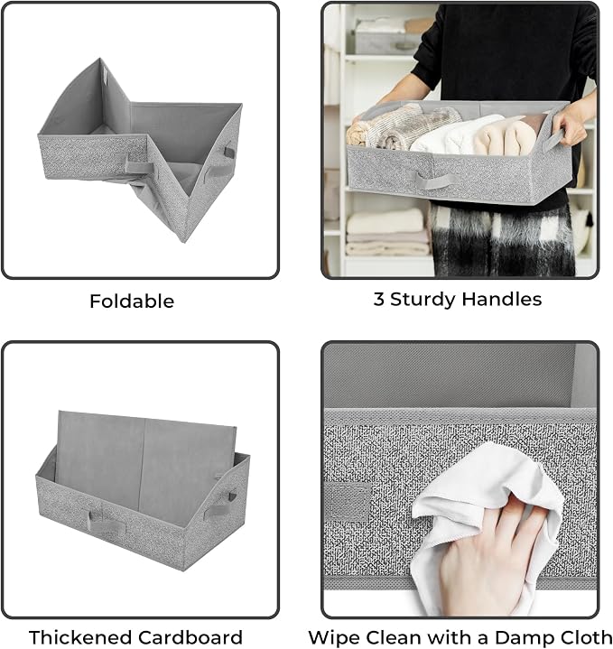 GRANNY SAYS Purse Organizer for Closet, Large, Gray, 3-Pack | Trapezoid Storage Bins, Closet Organizer Bins for Shelf, Fabric Clothing Organizer, Closet Organizers and Storage