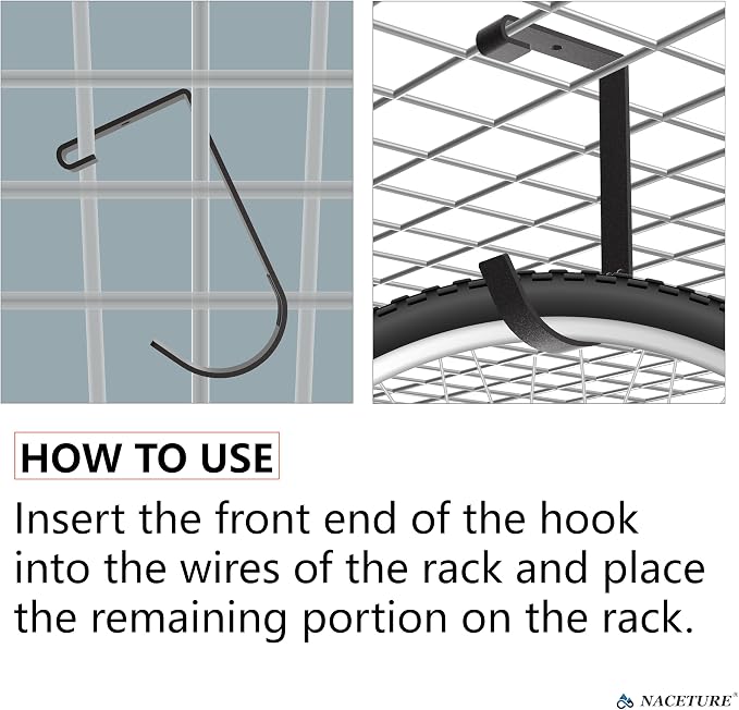 Bike Hooks for Garage Ceiling Mount Rack – Heavy Duty Bicycle Hanging Hooks Overhead Garage Storage Rack for Ceiling Hanging Bicycle Shelves Wall Hanger | For garage ceiling storage racks to hang bicycles, ladders and equipment.