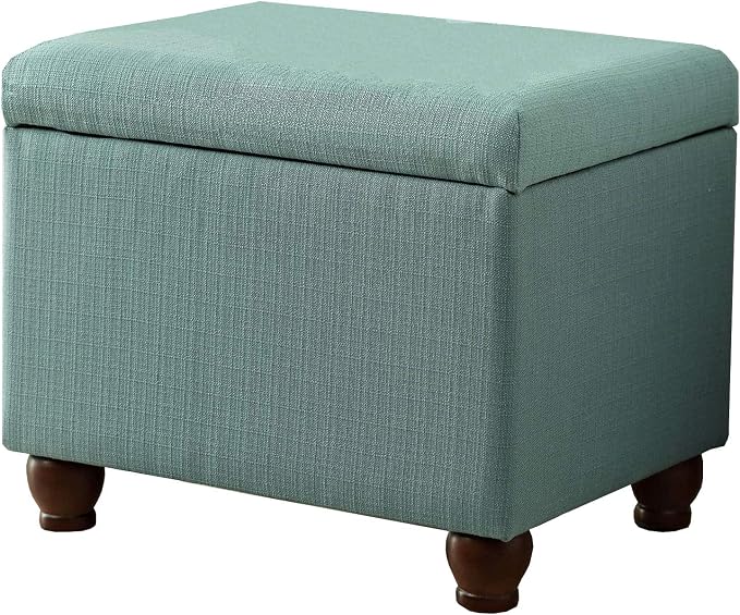 Spatial Order 22" Medium Rectangular Storage Ottoman - Aqua Linen
