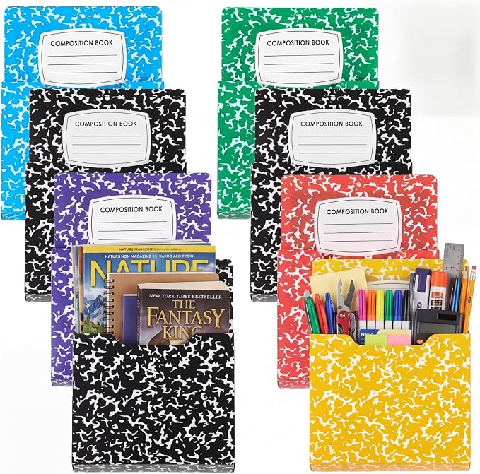 Gilprop 8 Pack Magnetic File Folder Holder for Whiteboard Classroom Storage | 10"x13"x1.2" Hanging Magnetic Wall File Organizer, Refrigerator Magazine Holder, for Mail Letters Paper Desk Office