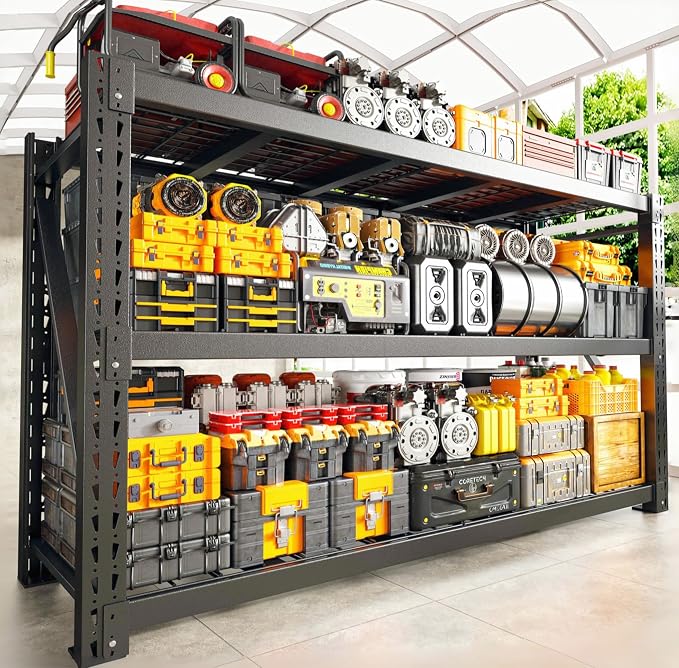 Bepatio 7050LBS Heavy Duty Garage Shelving,68''W Storage Shelves Metal Shelving Unit, 3 Tier Shelf,Adjustable Industrial Shelving for Warehouse Commercial Storage Rack,68''Wx23.7''Dx66''H