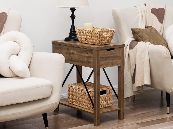 StorageWorks Water Hyacinth Baskets for Organizing, Wicker Storage Basket with Lid and Built-in Handles for Living Room (Medium, 1 Pack)