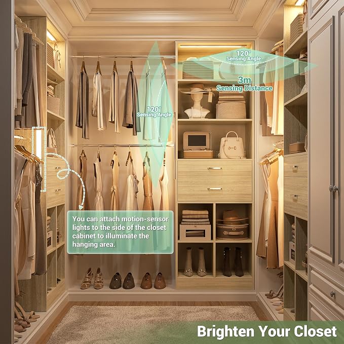 Besiost Closet System, Built in, Not Free Standing, Enclosed Storage Volume: 2.58 ft³, Greige Oak