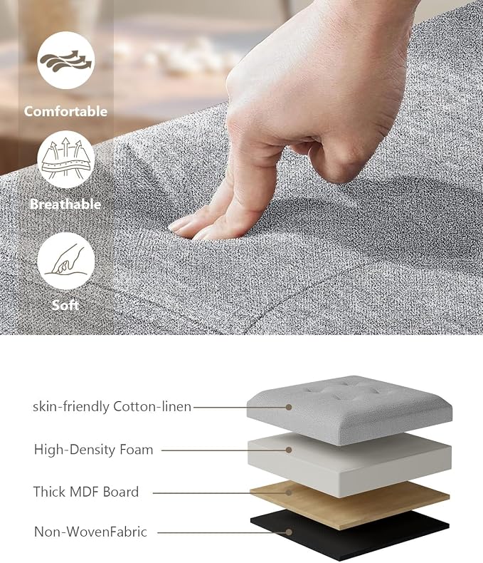 Folding Storage Ottoman Bench, Dark Gray, 30 Inches | Multi-Functional Ottoman Foot Rest, End of Bed Bench, Storage Chest, Living Room, Bedroom, Hallway, Entryway, 600 lb Capacity