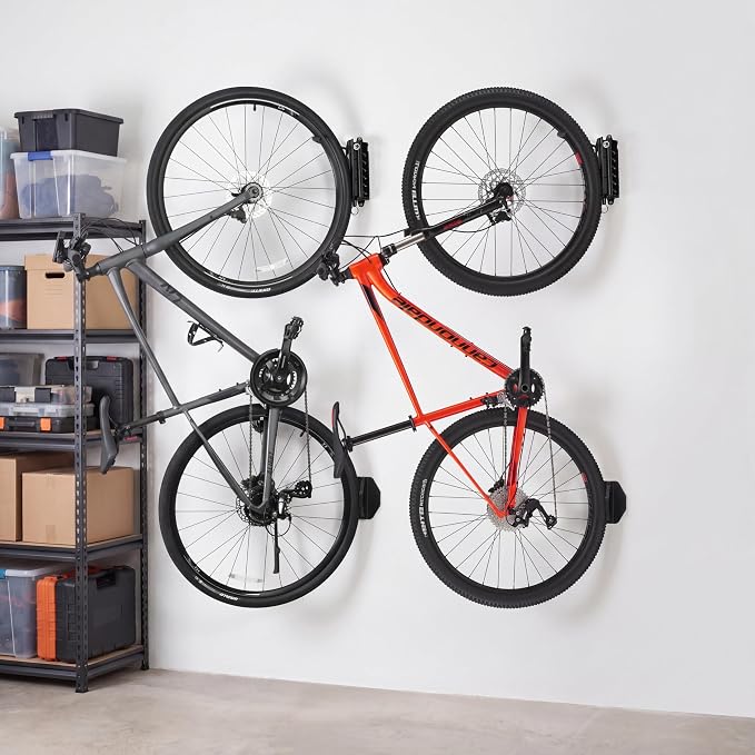 QAQ Swivel Bike Wall Mount, Vertical Bike Rack Garage Holds Up to 66lbs, Bike Hooks for Garage Space-Saving, Easy to Install - 2 Pack