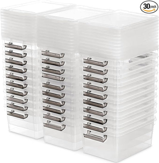 Citylife 30Packs 1.3Qt Small Storage Bins with Lids,Stackable Clear | Plastic Containers for Beads, Buttons, Sewing Supplies, Office Supplies