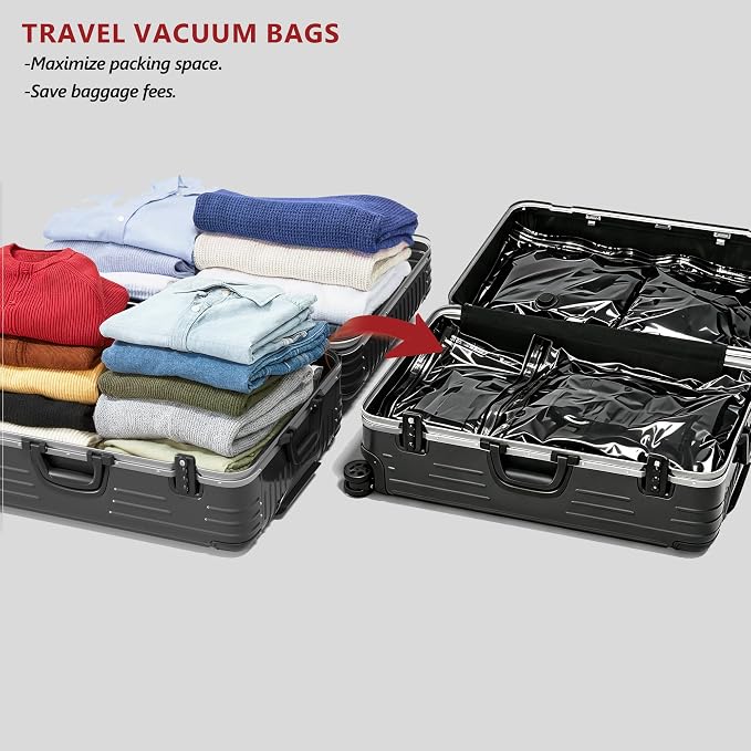 Travel Vacuum Bags for Clothing with Rechargeable Pump 27 Combo, Black | Compression Packing Cubes Organizer Storage for Luggage Suitcase, Space Saver Seal Bags for Vacation Cruise