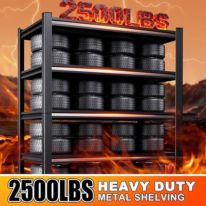 71.2''H /35.4''W Storage Shelves Adjustable Garage Shelving,Heavy Duty Shelving Unit,5T Tall Garage Shelves，Metal Standing Shelf Units,Utility Rack for Kitchen Warehouse Industrial Basement