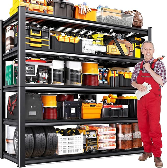 72"x59"x20" Wire Garage Shelving-2500 lbs 5 Tier Storage Shelves,Adjustable Heavy Duty Metal Shelving Unit and Storage Large Rack,Utility Steel Shelf for Warehouse Industrial Pantry Basement
