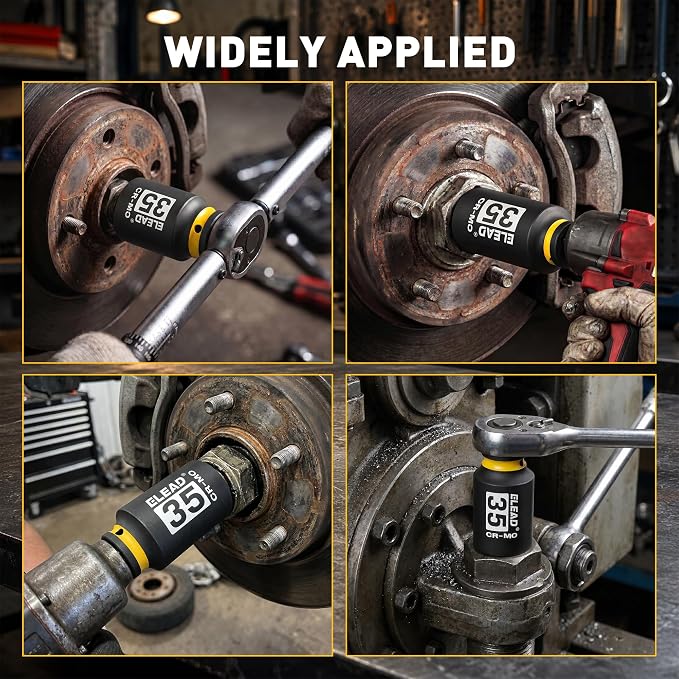 35 mm Socket 1/2" Drive Deep Impact Socket, Metric 6 Point 1/2-inch Drive Impact Axle Nut Sockets, CR-MO Nut Socket Set, Oil Filter Sockets, Tools for Easy Removal of Axle Shaft Nuts