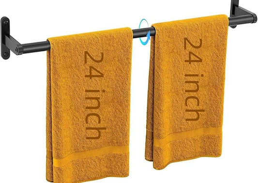 KLJKPA Towel Bar for Bathroom, 24 Inch Wall Mounted Towel Rack, Black | Heavy Duty Single Towel Rod, Space-Saving Hand Towel Holder, Toilet Kitchen Towel Storage, Rustproof, Stainless Steel