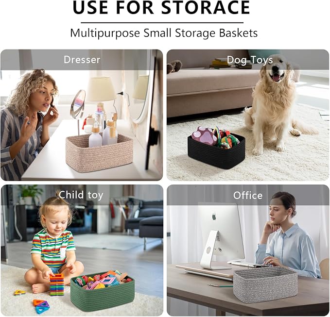 OIASKET 6 Pack Small Storage Baskets for Shelves, Basket for Organizing | Baskets for Towel, Cute Decorative Storage Bins, Organizer Basket for Gifts Empty, 11.8''Lx7.8''Wx4.7''H-Brown