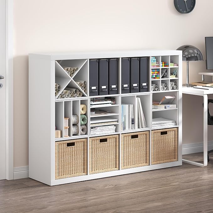 Furinno Cubicle Cube Insert, X-Shelf Cube Organizer, 3-Shelf Accessory, Fits into Furinno Triple Thick Cubes, IKEA Kallax, for Organizers and Storage, White