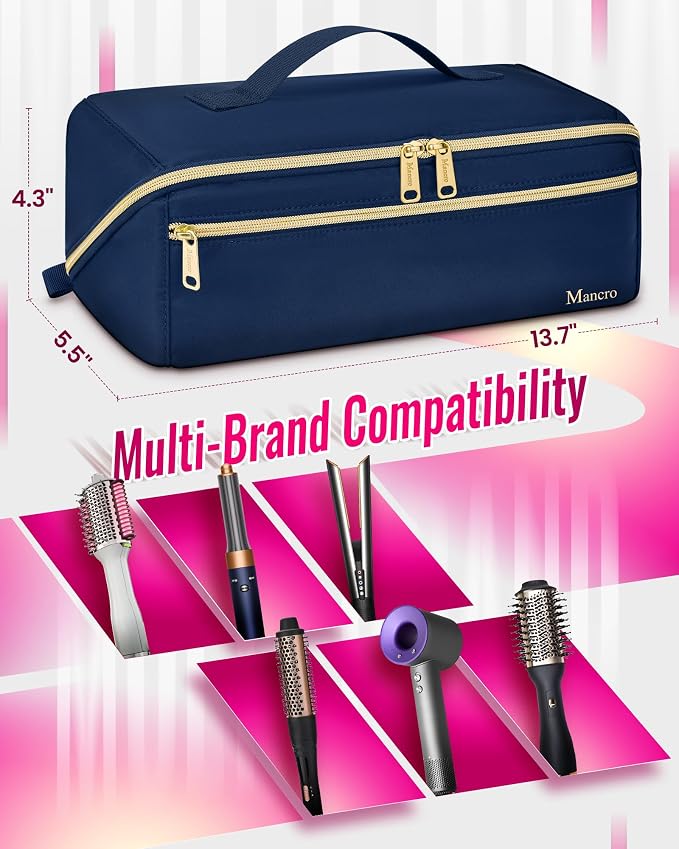 Mancro Hair Tools Travel Bag Compatible with Shark Flexstyle | Wide-open Hot Hair Tool Organizer with Separate Heat Resistant Mat, Hair Accessories Organizer for Straightener, Curling Iron
