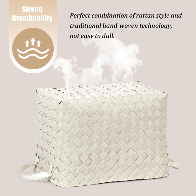 Handwoven Clothes Basket Laundry Hampers Large Wicker Storage Baskets for Shelves Blankets Closet Storage Bins Car Bedroom Bathroom Organizers and Storage Bath (Pack of 4, Ivory)