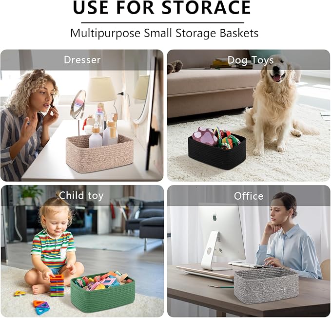 OIASKET 6 Pack Storage Baskets for Shelves, Small Baskets for Shelves, Cute Decorative Storage Bins, Organizer Basket for Gifts Empty, 11.8''Lx7.8''Wx4.7''H-Green