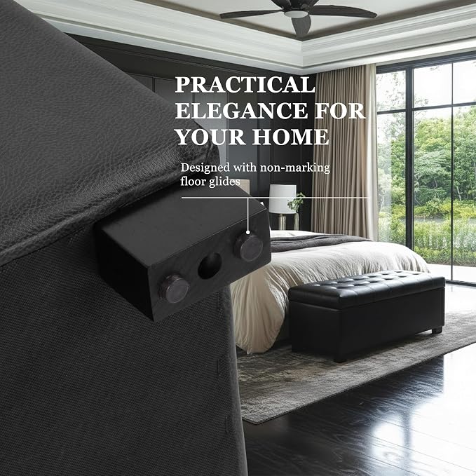 HomePop 46" Tufted Storage Bench - Classic Black