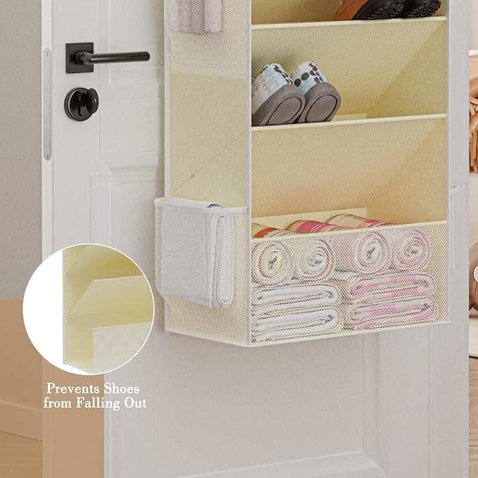 Shoe Storage, Over the Door Shoe Organizer, Hanging Closet Shoe Storage with Large Deep Pockets, Fits 16–24 Pairs of Sneakers, Sandals, Boots, Beige