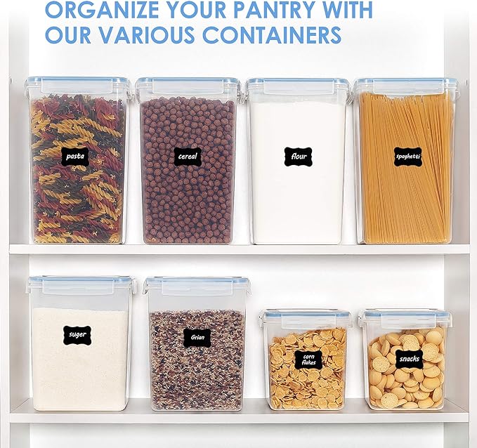 Vtopmart 6.5L Flour Sugar Storage Containers, 4 PCS, Blue | For Bulk Flour and Sugar Storage, Airtight Seal, Multiple Sizes, BPA Free, Food Grade Material, Dishwasher Safe (Not Lids)