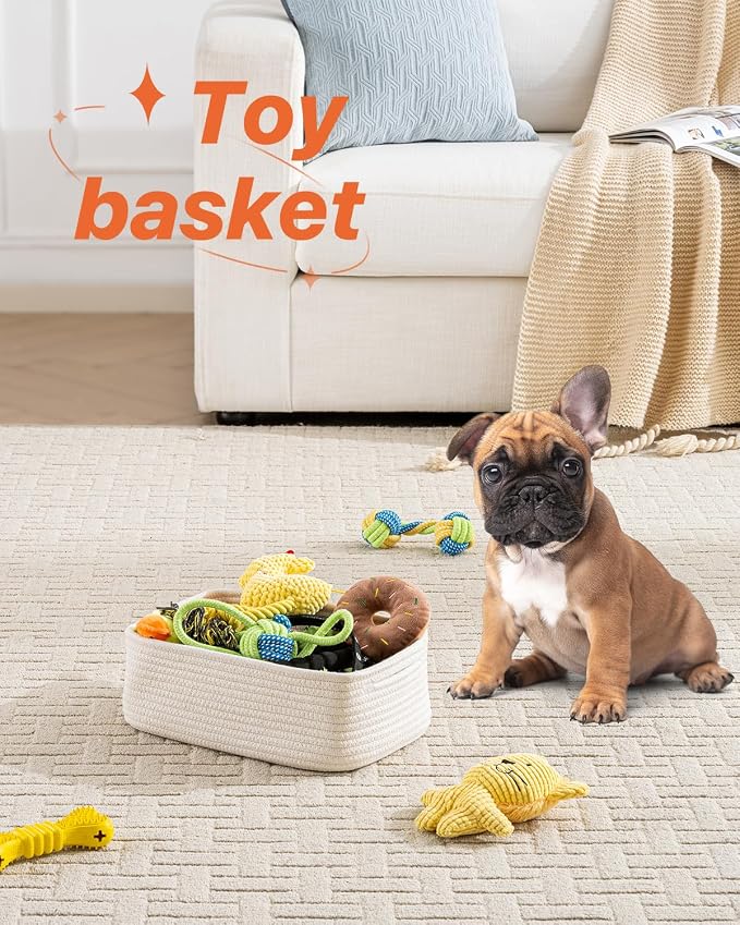 KALLAX Small Woven Storage Basket for Organizing, 12 x 8 x 4.5 inch, 3 Pack | Shelf baskets for closet organization, toy storage and home decor, Perfect as empty gift baskets for holidays, Off White