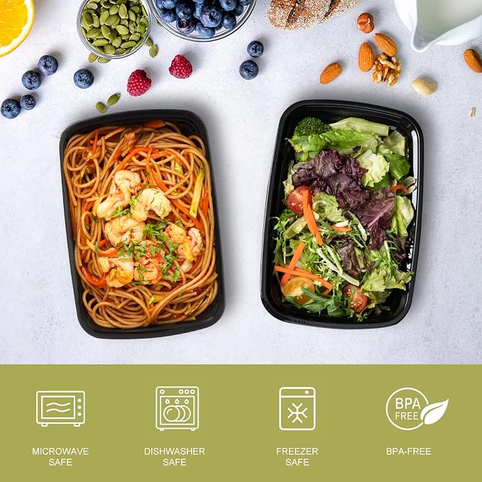 Ezalia 15 Pack Meal Prep Containers Reusable 24oz, Plastic Food Prep Containers, Leakproof To Go Food Containers with Lids, BPA-Free, Microwave/Dishwasher/Freezer Safe