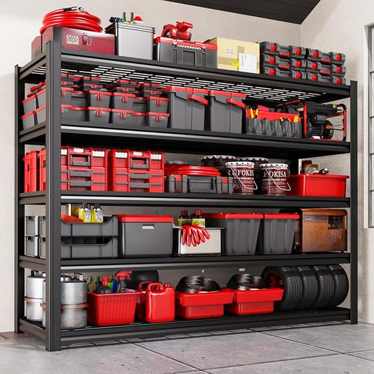 59" W Garage Shelving Heavy Duty Storage Shelves, Adjustable Metal Shelving Unit, Utility Garage Organizer Shelf for Basement, Pantry, Kitchen, Warehouse, Supermarket, 59" W x 19.7" D x 72" H