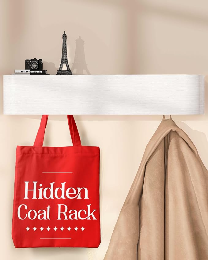 wall Mounted Coat Rack with Shelf - wall entryway Shelf with Hooks - entryway Hooks - Modern Coat Rack - Wooden Mount for Home Decor - Jacket Hanger