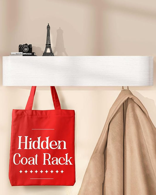 wall Mounted Coat Rack with Shelf - wall entryway Shelf with Hooks - entryway Hooks - Modern Coat Rack - Wooden Mount for Home Decor - Jacket Hanger